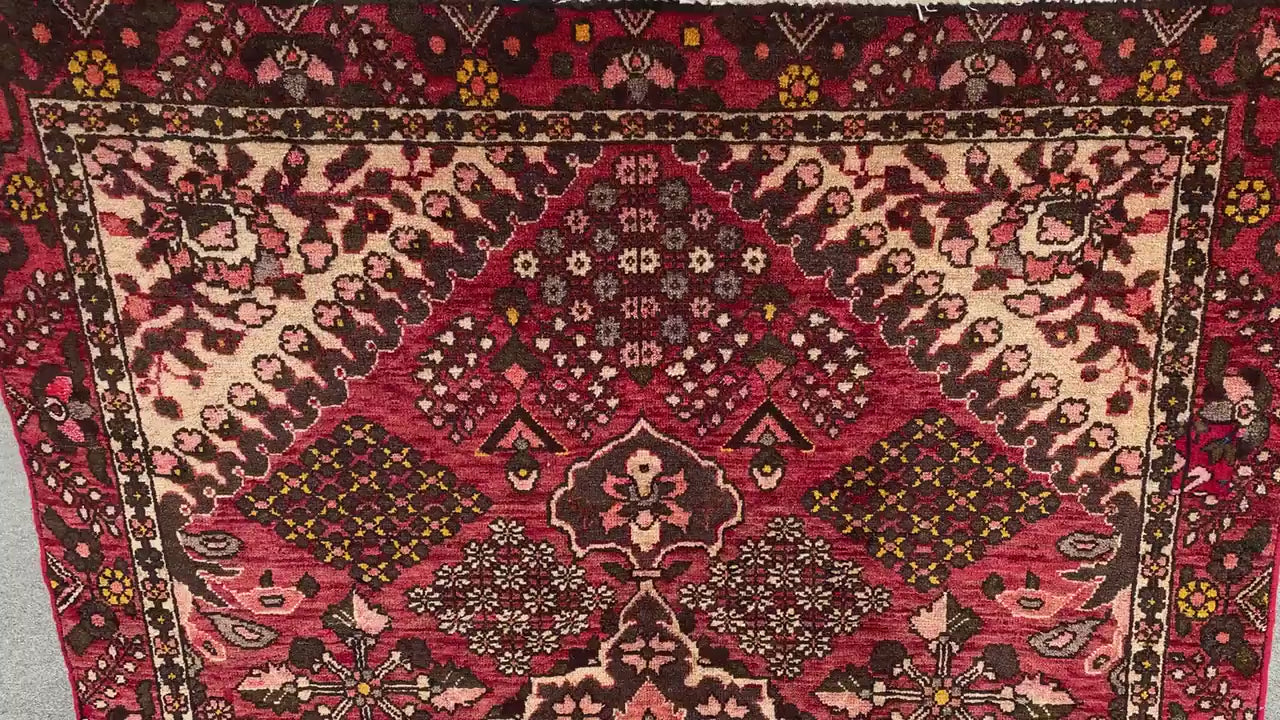 One of a kind Antique Rug, 4x6 Ft Afghan Hand Knotted Wool Rug, Vintage Geometric design Rug, Oriental Turkmen Tribal Rug, Living Room Rug.