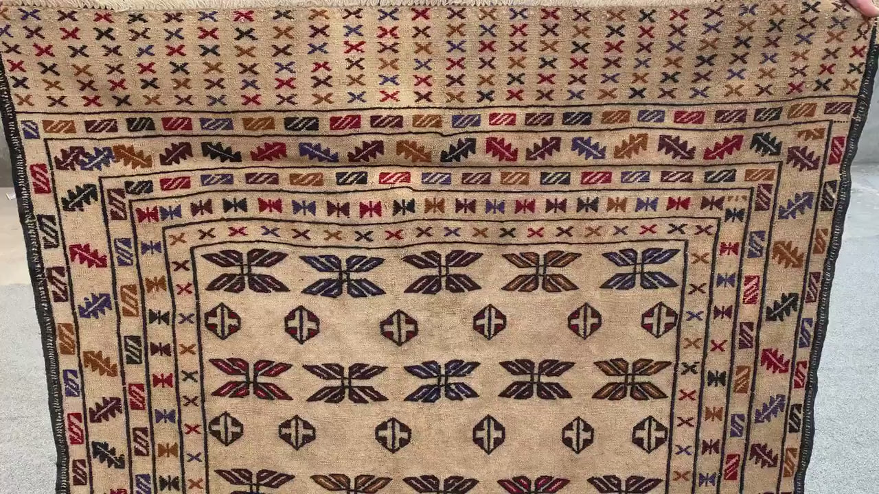 4x7 Antique Soumak kilim Rug, Afghan Handmade Vintage kilim Rug, Turkmen Soumak Rug, Oriental Wool Rug, Wall Decor Rug, Bedroom Hallway Rug.
