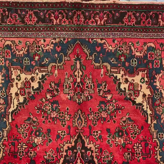 Vintage Afghan Floral Rug 7x10 ft Caucasian design Rug, Handmade Wool Rug Geometric Rug, Turkmen Tribal Rug, Home Decor Rug Living Room Rug.
