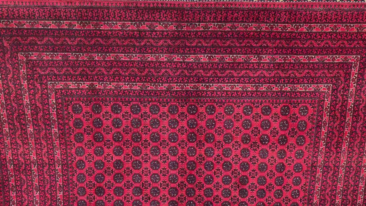Afghan Red Rug 7x10 Ft Khoja Roshni Rug, Natural Hand Knotted Wool Rug, Turkmen Oriental Rug, Famous design Rug, Bedroom Rug Living Room Rug
