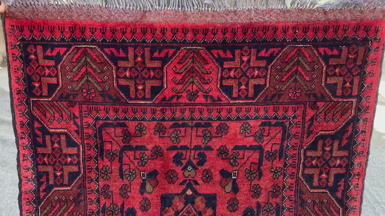 3x5 Ft Vintage Bukhara Rug, Afghan Handmade Wool Rug, Khal Muhammadi Rug, Oriental Rug, Home Decor Rug, Rugs for Bedroom Kitchen Hallway Rug