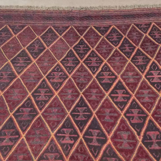 Vintage Kilim Rug 7x9 ft Hand Knotted Afghan Wool Rug Geometric Kilim Rug Antique Mashwani Kilim Rug Tribal Oriental Rug Kitchen Bedroom Rug