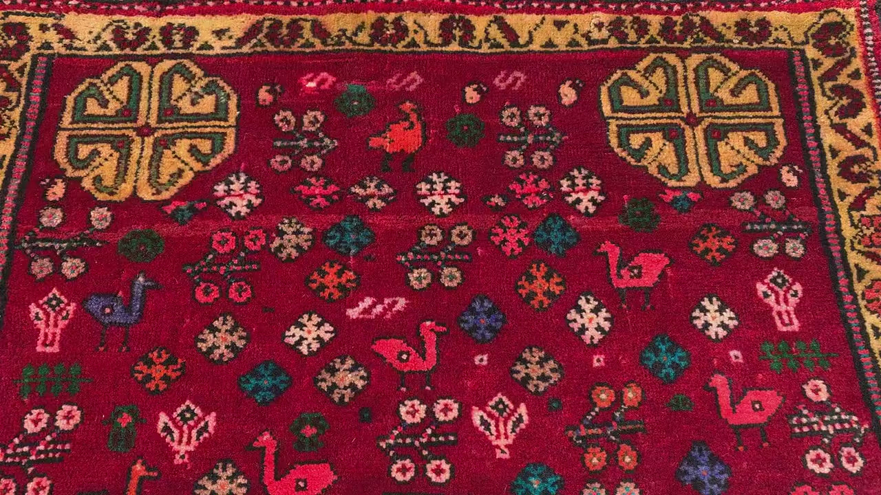 Antique Caucasian Rug 3x5 ft Afghan Handmade Rug Pictorial Floral Rug Vintage Oriental Rug Tribal Wool Area Rug Bedroom Rug Kitchen Rug etc.