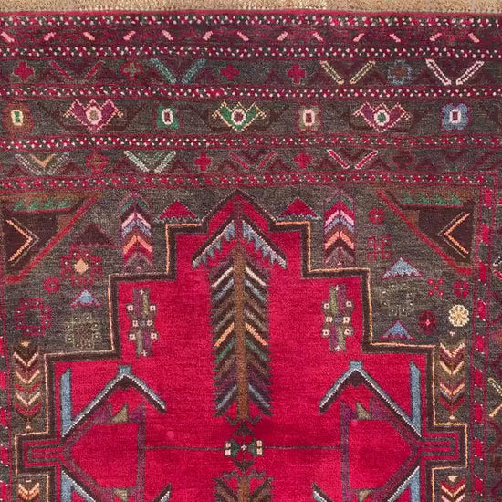 Afghan Baluchi Rug 4x6 ft Herati Hand Knotted Rug, Vintage Famous Baluchi Rug, Geometric Oriental Wool Rug, Living Room Rug, Home Decor Rug.
