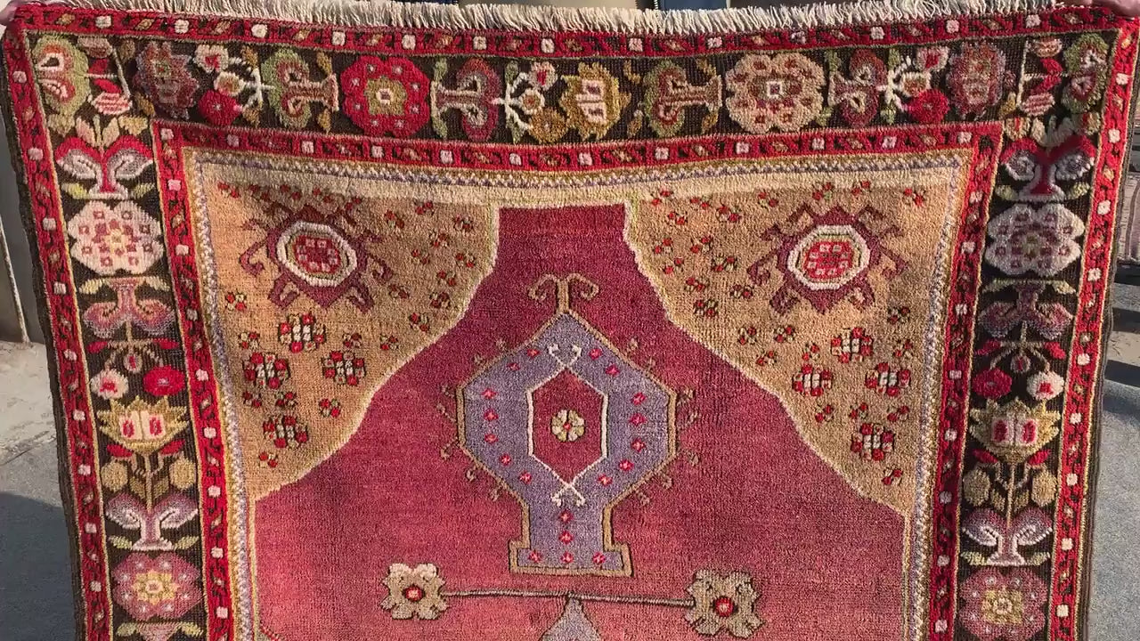 4x7 Ft Amazing Vintage Rug, Afghan Hand Knotted Rug, Geometric Area Rug, Low Pile Rug, Best for Living Room Bedroom Rug, Good Quality Rug.