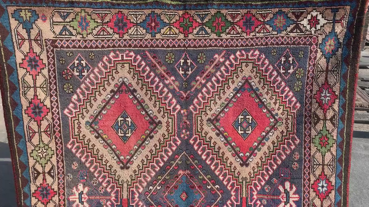 5x9 Ft Amazing Antique Rug, Afghan Handmade Wool Rug, Caucasian design Rug, Geometric Area Rug, Oriental Wool Rug, Bedroom Living Room Rug.