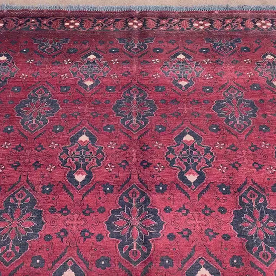 Vintage Red Rug 6x9 ft Handmade Afghan Wool Rug, Antique Bukhara Rug Tribal Turkmen Rug Oriental Floral Rug Bedroom Rug Living Room Rug etc.