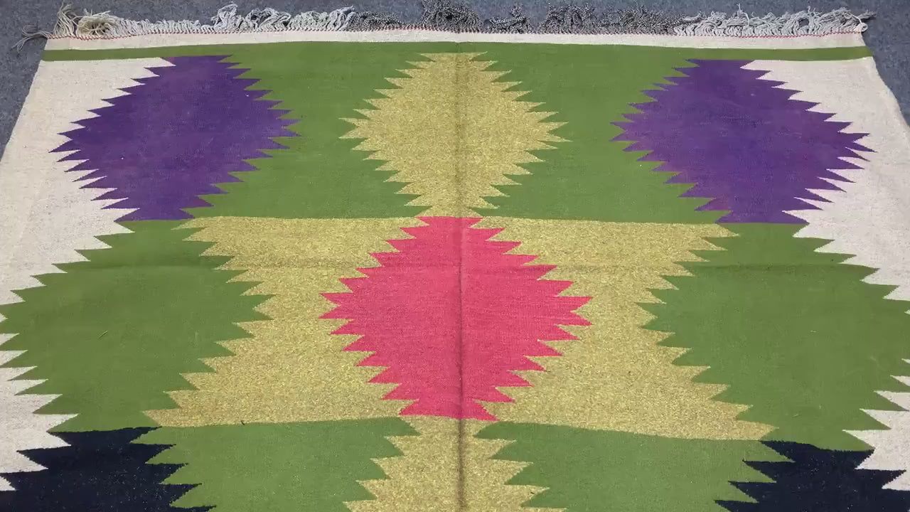 6x9 Ft Vintage Soumak kilim Rug, Afghan Handmade kilim Rug, Geometric Area Rug, Oriental Wool Rug, Home Decor Rug, Bedroom Living Room Rug.