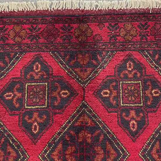 Vintage Bukhara Rug 3x4 ft Handmade Afghan Rug Khal Muhammadi design Geometric Rug Oriental Wool Area Rug Tribal Rug Bedroom Rug Kitchen Rug