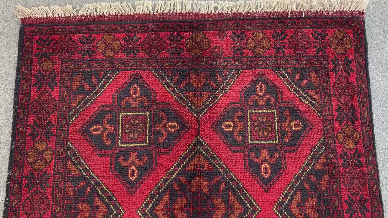 Vintage Bukhara Rug 3x4 ft Handmade Afghan Rug Khal Muhammadi design Geometric Rug Oriental Wool Area Rug Tribal Rug Bedroom Rug Kitchen Rug