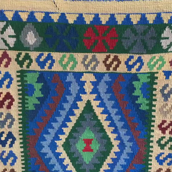 Chobi design kilim Runner Rug, Afghan Handmade kilim Rug, Geometric Wool kilim Rug, Turkmen Tribal  Rug, Oriental Rug, Hallway Rug 3x7 Ft