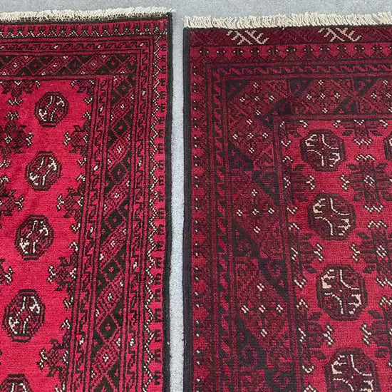 3x9 ft Set of 2 Pieces Aqcha Runner Rug, Handmade Afghan Rug, Mowri design Aqcha Rug, Oriental Wool Rug High Pile Rug Hallway Runner Rug etc