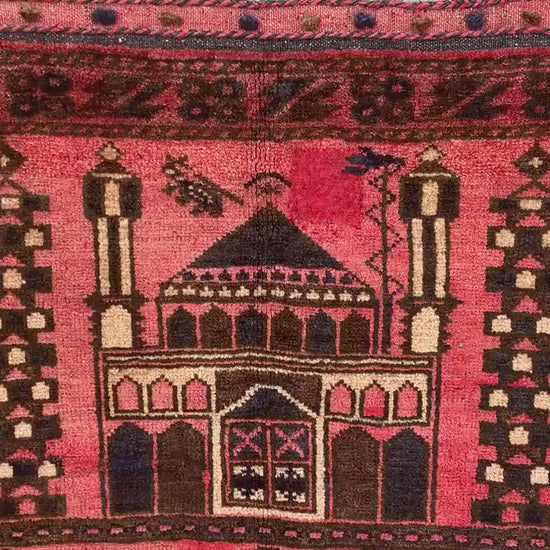 Vintage Prayer Rug 3x4 Natural Hand Knotted Afghan Prayer Rug, Oriental Wool Rug, Muslim Prayer Rug, Turkmen Prayer Rug, Geometric Area Rug.