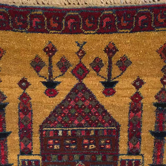 2x3 Ft Vintage Prayer Rug, Hand Knotted Prayer Rug, Afghan Prayer Rug, Oriental Wool Rug, High Pile Rug, Muslim Prayer Rug, Living Room Rug.