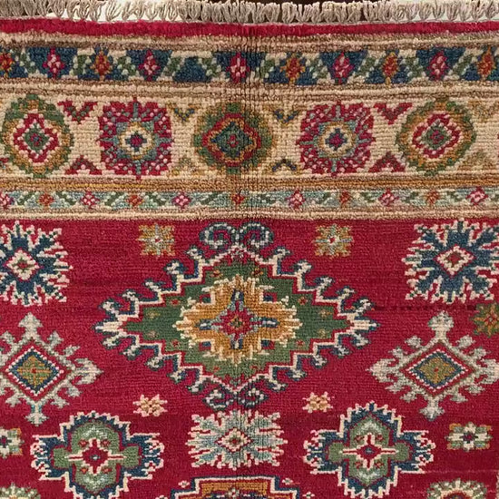 3x4 Vintage Kazak Rug, Afghan Handmade Rug, Geometric Area Rug, Oriental Wool Rug, Turkmen Tribal Rug, Rugs for Bedroom Kitchen Hallway Rug.