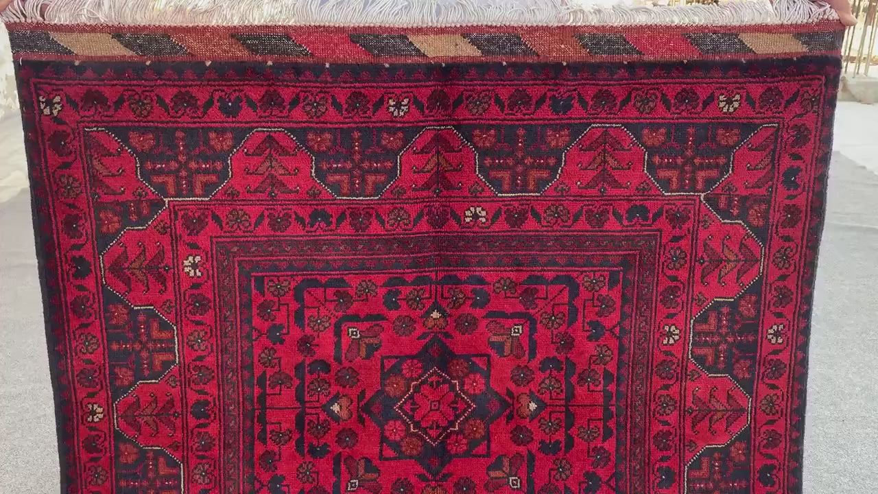 3x5 Ft Afghan Bukhara Rug, Turkmen Hand Knotted Wool Rug, Khal Muhammadi design Rug, Oriental Rug, Home Decor Rug, Bedroom Rug, Office Rug.