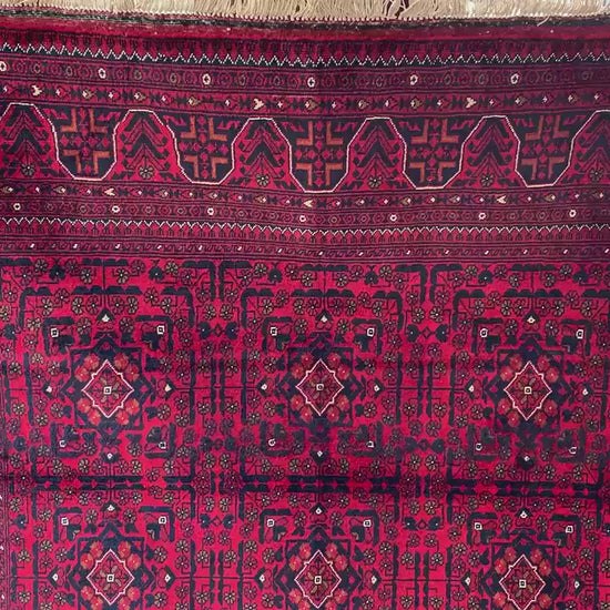 Vintage Bukhara Beljik Rug 5x6 Hand Knotted Wool Rug, High Quality Afghan Rug, Oriental Rug, Good Pile Rug, Best for Bedroom Living Room Rug
