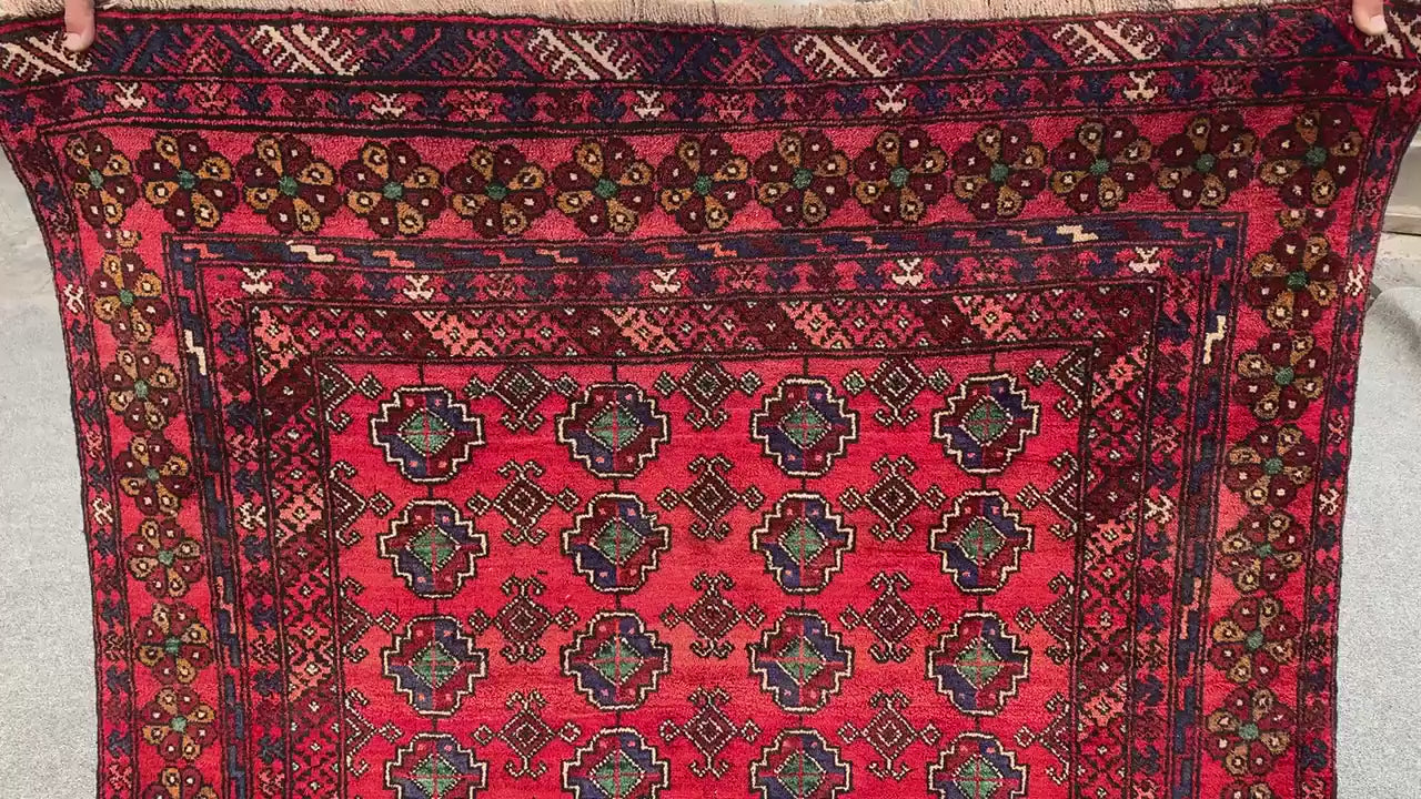 4x6 Famous HeratI Baluchi Rug, Afghan Handmade Rug. Mowri design Rug, Oriental Wool Rug Tribal Rug, Home Decor Rug, Living Room Bedroom Rug.