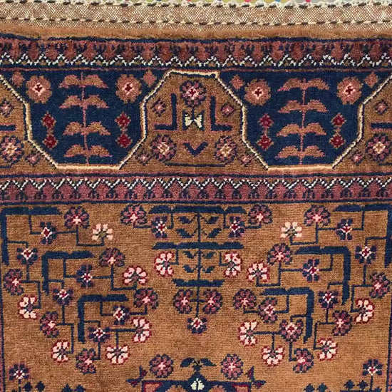 3x7 Bukhara Runner Rug, Natural Hand Knotted Runner Rug, Afghan Runner Rug, Oriental Turkmen Wool Rug, Rugs for Bedroom Hallway Kitchen Rug.