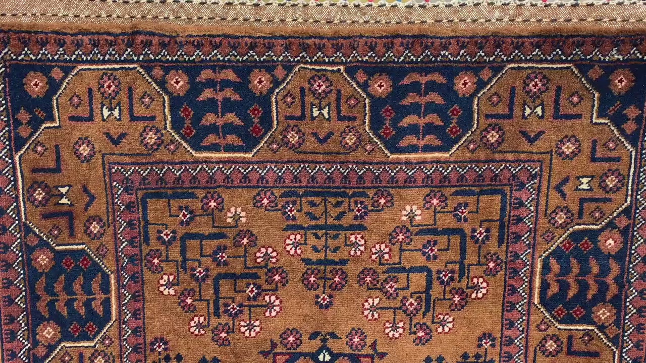 3x7 Bukhara Runner Rug, Natural Hand Knotted Runner Rug, Afghan Runner Rug, Oriental Turkmen Wool Rug, Rugs for Bedroom Hallway Kitchen Rug.