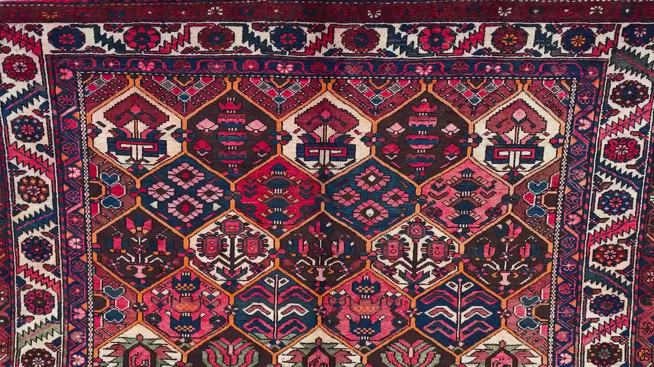 7x10 Ft Vintage Floral Rug, Afghan Hand knotted Wool Rug, Turkmen Tribal Rug, Antique Oriental Rug, Home Decor Rug Best for Living Room Rug.