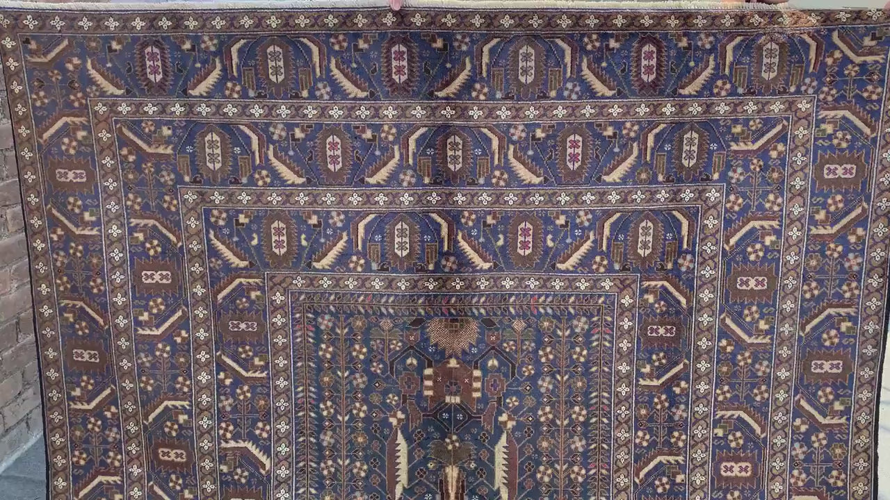 Antique Baluchi Rug 7x10 Ft Afghan Hand Knotted Wool Rug, One of s kind Vintage Rug, Oriental Rug, Tribal Rug, Bedroom Rug, Living Room Rug.
