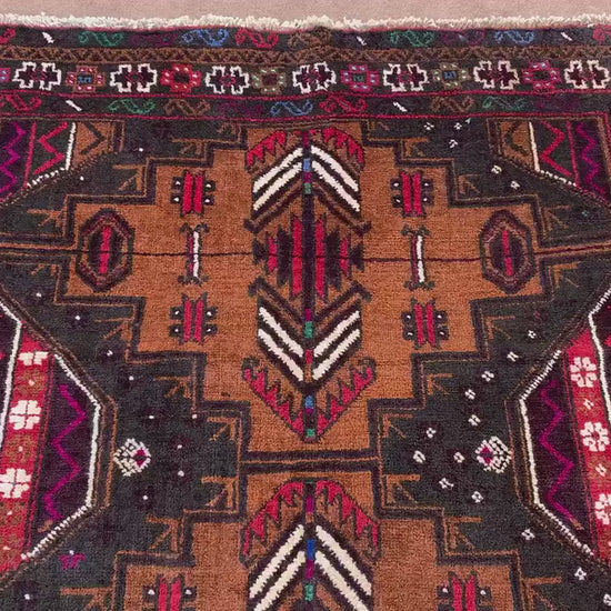 4x7 Ft Vintage Geometric design Rug, Afghan Hand Knotted Rug, Herati Baluchi Rug, Oriental Wool Rug, High Pile Rug, Living Room Bedroom Rug.