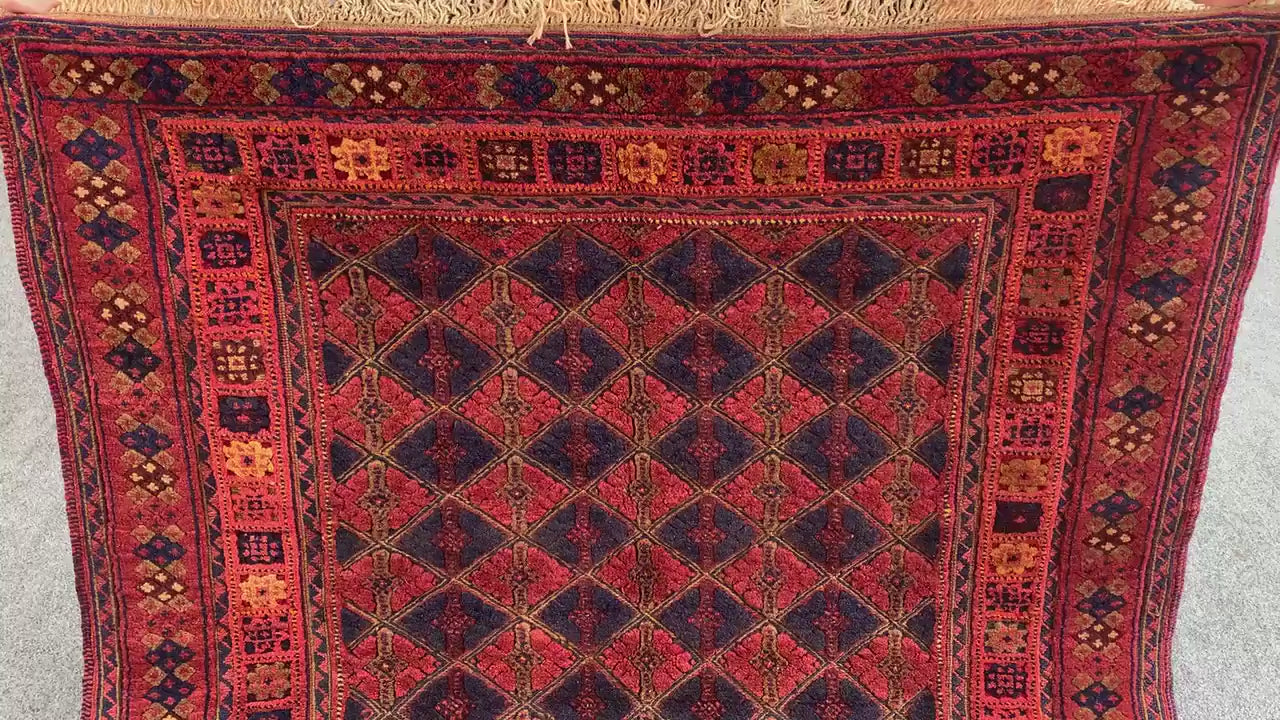 3x4 Ft Natural Hand Knotted kilim Rug, Afghan kilim Rug, Oriental Wool kilim Rug, Red Navy Blue kilim Rug, Home Decor Rug, Bedroom Rug etc.