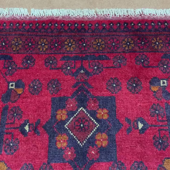 Bukhara design Rug 3x4 ft Handmade Afghan Rug, Tribal Wool Area Rug Oriental Khal Muhammadi Rug, Soft Pile Rug Entryway Kitchen Bedroom Rug.