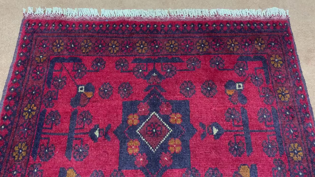 Bukhara design Rug 3x4 ft Handmade Afghan Rug, Tribal Wool Area Rug Oriental Khal Muhammadi Rug, Soft Pile Rug Entryway Kitchen Bedroom Rug.