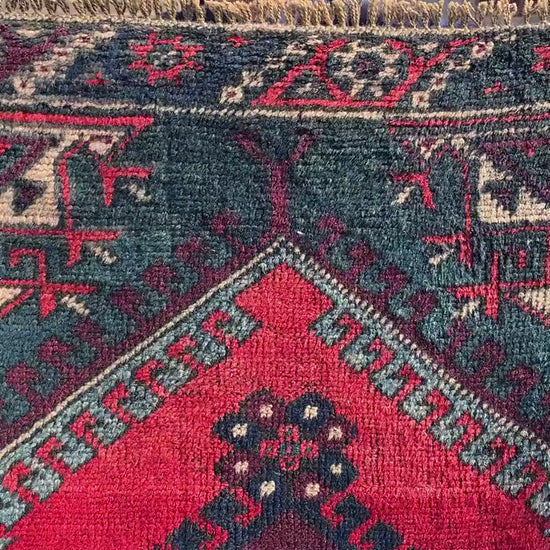 Vintage Runner Rug 2x9 Ft Afghan Hand Knotted Runner Rug, Low Pile Rug, Geometric Area Rug, Antique Oriental Runner Rug, Hallway Runner Rug.