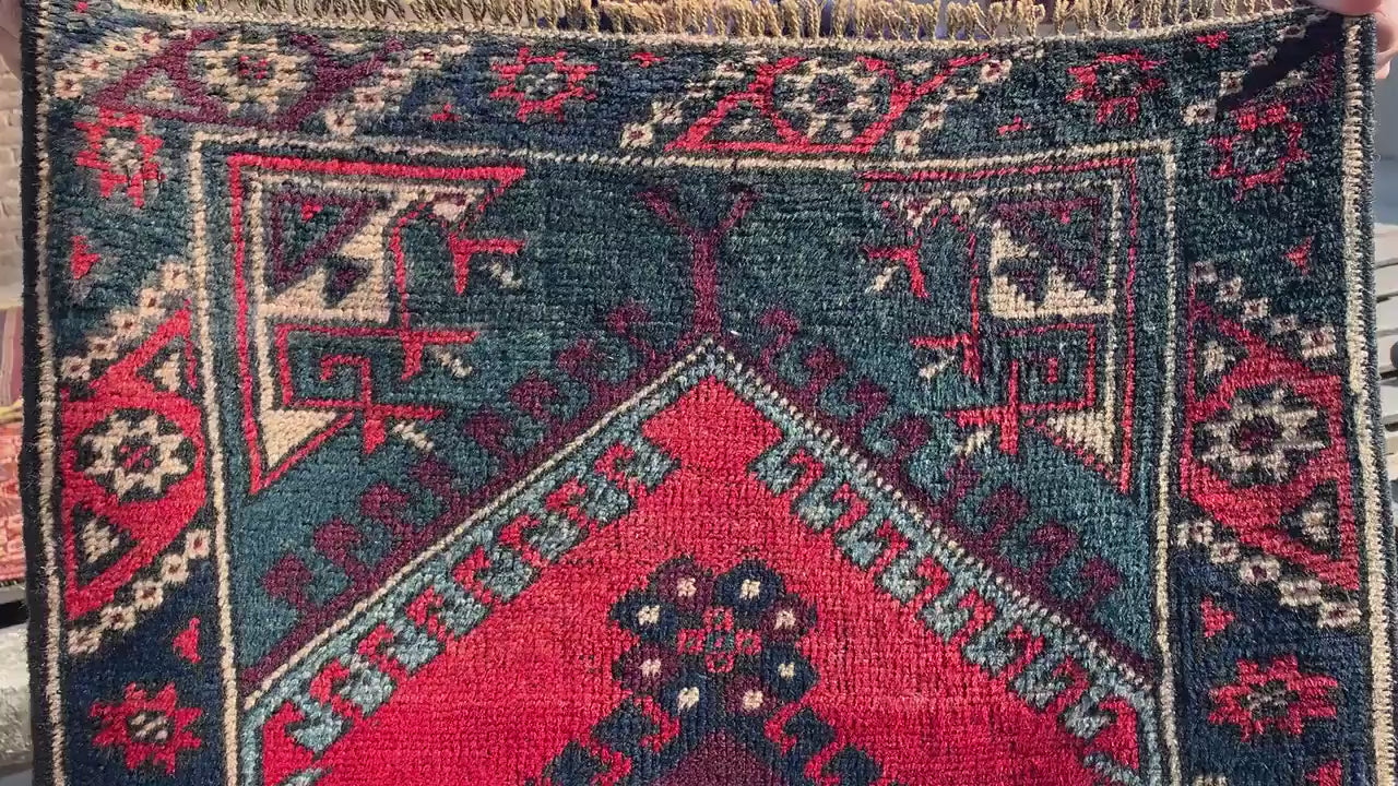 Vintage Runner Rug 2x9 Ft Afghan Hand Knotted Runner Rug, Low Pile Rug, Geometric Area Rug, Antique Oriental Runner Rug, Hallway Runner Rug.